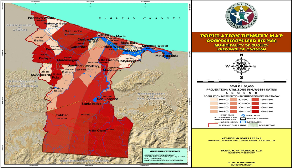 Population Density Map - Municipality of Buguey, Province of Cagayan